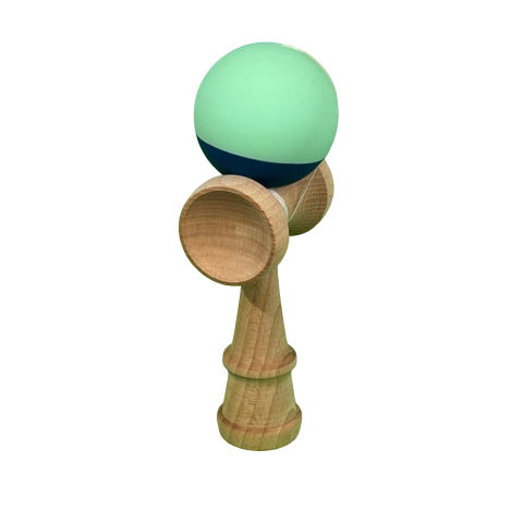 50 - 100 LEI - Kendama X Originala, Profesionala, Flippy, din Lemn, Rubber Grip, 18 cm, Verde deschis/Albastru