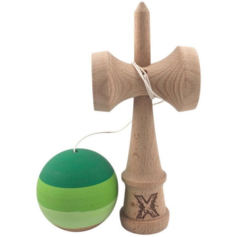 50 - 100 LEI - Kendama X Originala, Profesionala, Flippy, din Lemn, Rubber Grip, 18 cm, Verde in 3 Culori