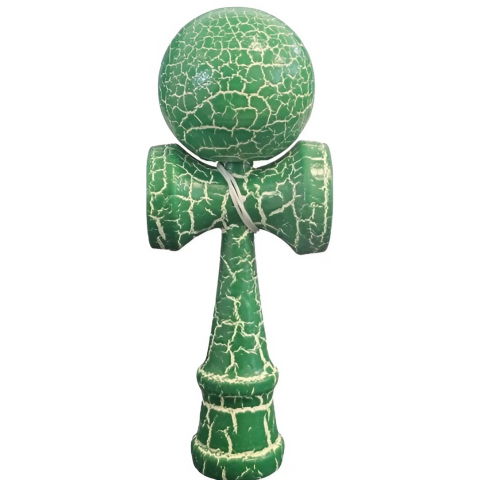 50 - 100 LEI - Kendama X Originala, Profesionala, Flippy, Kendama Cracked, din Lemn, 18 cm, Verde Alb