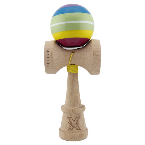 TeoMarket - Kendama X Originala, Profesionala, Flippy, Legendary Spectrum, Cupe Mari KING SIZE V3, Super Sticky, Gaura in Baza, Rulment Metalic, din lemn 18 cm, Ata 62/65 cm, Multicolor