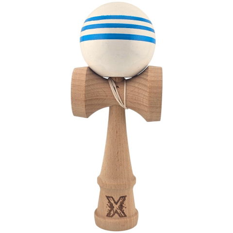 50 - 100 LEI - Kendama X Originala, Profesionala, Flippy, Original Super Sticky, din Lemn, 18 cm, Dark Alb/Albastru