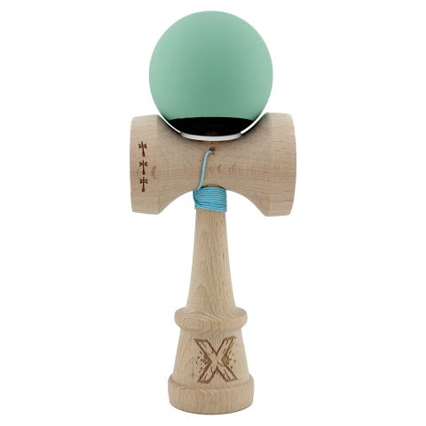TeoMarket - Kendama X Originala, Profesionala, Flippy, Rubber Grip, Cupe Mari KING SIZE V3, Gaura in Baza, Rulment Metalic, din lemn 18 cm, Ata 62/65 cm, Bicolor Turcoaz/Albastru inchis