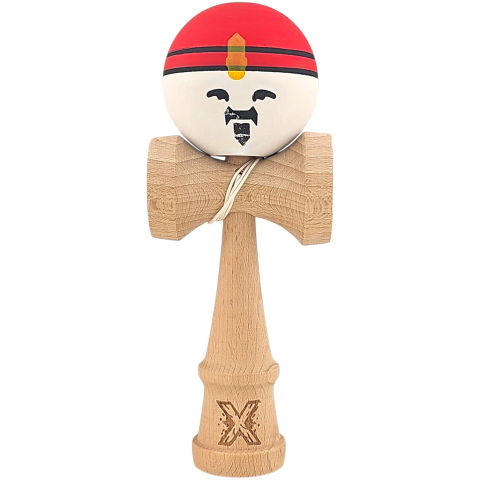TeoMarket - Kendama X Originala, Profesionala, Rege, Flippy, din Lemn, 18 cm, Rosu/Alb/Galben