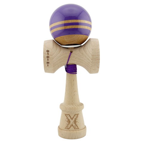 TeoMarket - Kendama X Originala RAINBOW, Profesionala, Flippy, Cupe Mari KING SIZE V3, Super Sticky, Gaura in Baza, Rulment Metalic, din lemn 18 cm, Ata 62/65 cm, Indigo/Maro