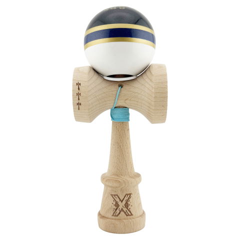 TeoMarket - Kendama X Originala ROYAL SPIKE, Profesionala, Flippy, Cupe Mari KING SIZE V3, Super Sticky, Gaura in Baza, Rulment Metalic, din lemn 18 cm, Ata 62/65 cm, Inel Albastru inchis
