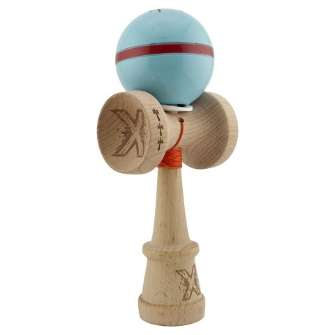 TeoMarket - Kendama X Originala Silken, Profesionala, Flippy, Cupe Mari KING SIZE V3, Super Sticky, Gaura in Baza, Rulment Metalic, din lemn 18 cm, Ata 62/65 cm, Albastru deschis