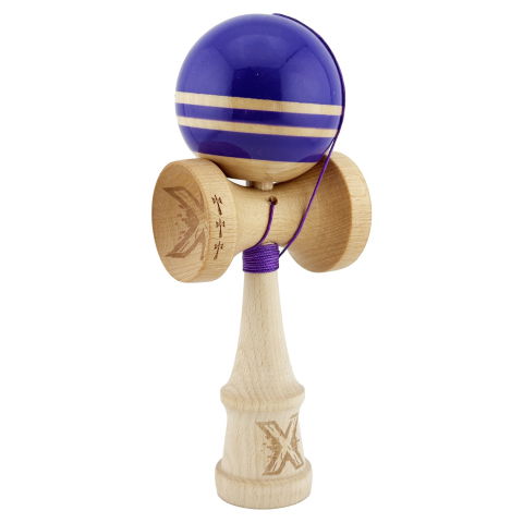 TeoMarket - Kendama X Rainbow Originala, Profesionala, Flippy, Big Cups V2, Super Sticky cu Cupe Mari, Rulment Metalic, din lemn 18 cm, Ata 55 cm, Violet/Maro