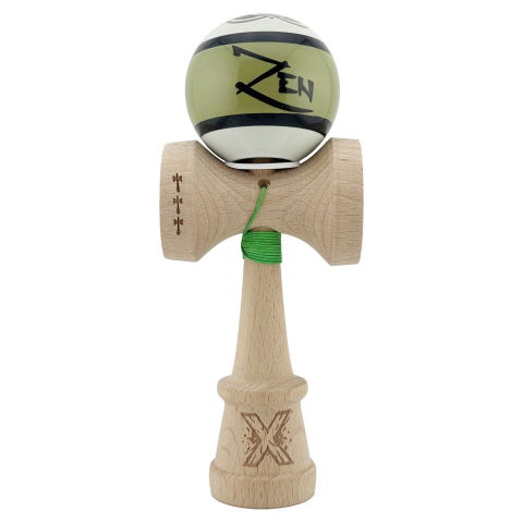 TeoMarket - Kendama X Zen Series Originala, Profesionala, Flippy, Cupe Mari KING SIZE V3, Super Sticky, Gaura in Baza, Rulment Metalic, din lemn 18 cm, Ata 62/65 cm, Verde