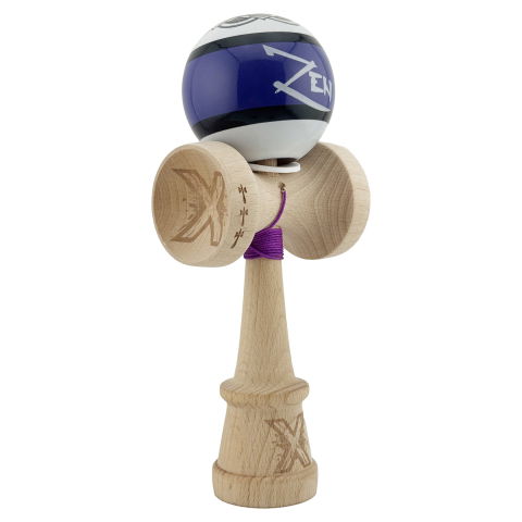 TeoMarket - Kendama X Zen Series Originala, Profesionala, Flippy, Cupe Mari KING SIZE V3, Super Sticky, Gaura in Baza, Rulment Metalic, din lemn 18 cm, Ata 62/65 cm, Violet