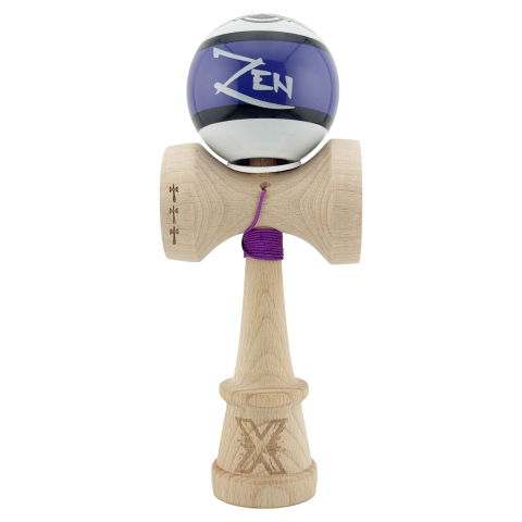 TeoMarket - Kendama X Zen Series Originala, Profesionala, Flippy, Cupe Mari KING SIZE V3, Super Sticky, Gaura in Baza, Rulment Metalic, din lemn 18 cm, Ata 62/65 cm, Violet
