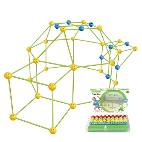 Best deals - Kit de Constructie Fort 3D pentru Copii, Flippy, 560 g, 36 Sfere, 51 Tije, Panza Verde Impermeabil, 3 ani, Educativ, Multicolor