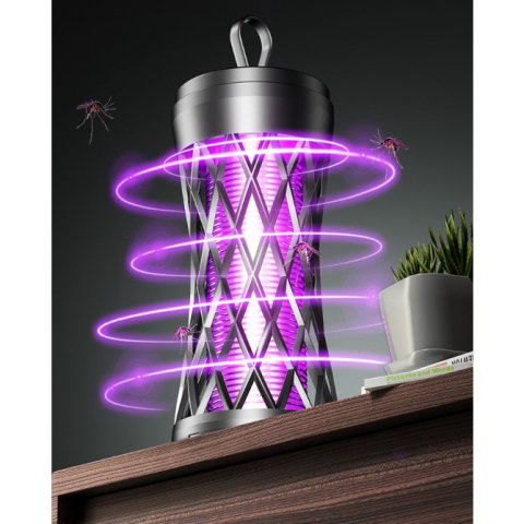 Import - Lampa Anti-Insecte, Flippy, Lumina UV, Electrica, Incarcare USB, 5V, 1A, Silentioasa, 12 x 6 m, Gri