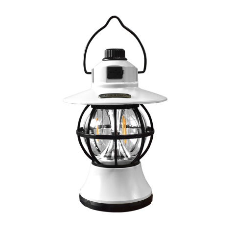 Import - Lampă de camping retro portabilă, Felinar Vintage LED ABS, Acumulator inclus 1200 mAh, reincarcabila, 20 cm inaltime, 3 moduri de iluminare, intensitate reglabila,Lampa portabila pentru cort în aer li