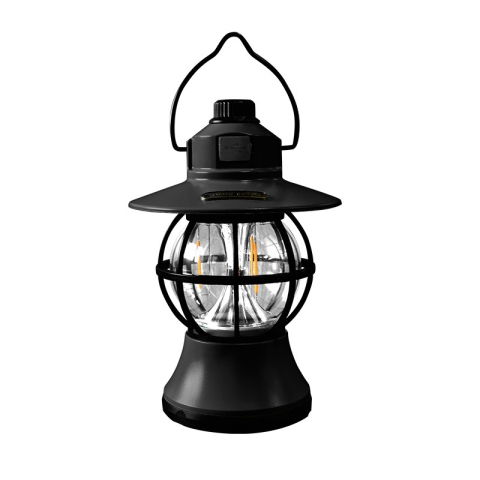Import - Lampă de camping retro portabilă, Felinar Vintage LED ABS, Acumulator inclus 1200 mAh, reincarcabila, 20 cm inaltime, 3 moduri de iluminare, intensitate reglabila,Lampa portabila pentru cort în aer li
