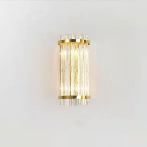 TeoMarket - Lampa de Perete in Interior, Flippy, Lampa de Lux pentru Decor de Interior, Corp de Iluminat Tip aplica, din Inox Auriu si Cristal, Lumina Calda Rece Neutra, 35 x 16 cm, Ideal pentru Camere Mici si Me