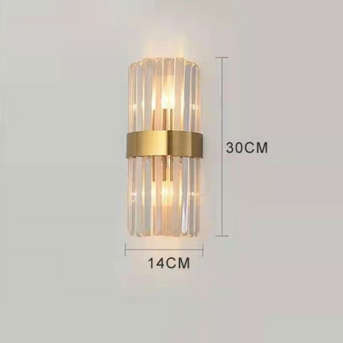 TeoMarket - Lampa de Perete in Interior, Flippy, Lampa de Lux pentru Decor de Interior, Corp de Iluminat Tip aplica, din Inox Auriu si Cristal, Lumina Calda Rece Neutra, 30 x 14 cm, Ideal pentru Camere Mici si Me