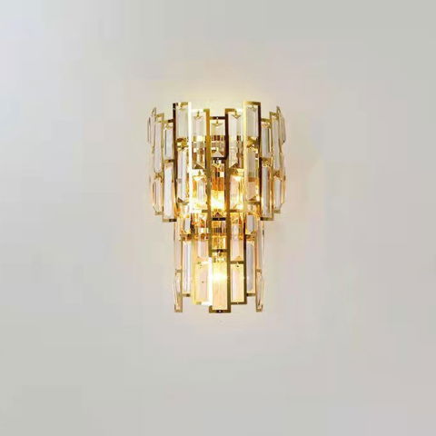 TeoMarket - Lampa de Perete in Interior, Flippy, Lampa de Lux pentru Decor de Interior, Corp de Iluminat Tip aplica, din Inox Auriu si Cristal, Lumina Calda Rece Neutra, 39x24 cm, Ideal pentru Camere Mici si Medi