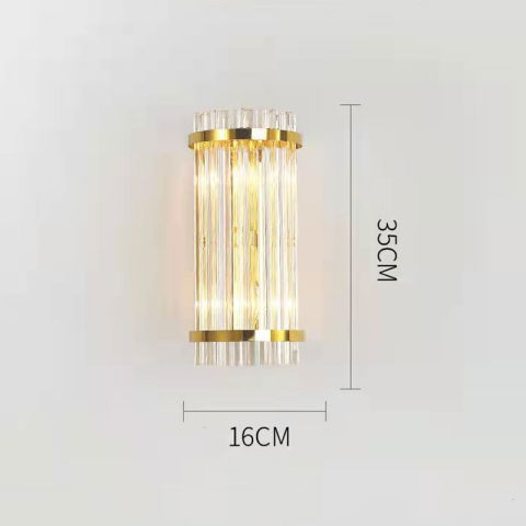 TeoMarket - Lampa de Perete in Interior, Flippy, Lampa de Lux pentru Decor de Interior, Corp de Iluminat Tip aplica, din Inox Auriu si Cristal, Lumina Calda Rece Neutra, 35 x 16 cm, Ideal pentru Camere Mici si Me