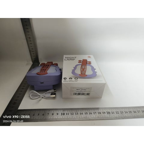 Lampi de veghe - Lampa de Veghe, Flippy, cu Protectie pentru Ochi, Model Violina, Lumina Calda, Incarcare USB, ABS, 14.3x5x9.9 cm, Mov/ Portocaliu