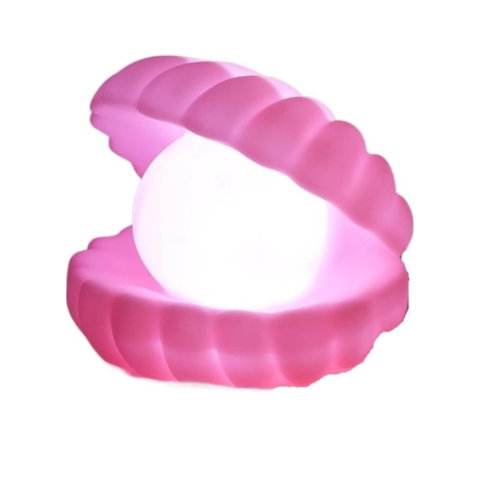 10 - 25 LEI - Lampa de Veghe, Flippy, Model Scoica cu Perla, Lumina Calda, 10 x 8.5 cm, Led, Baterii Incluse 3 x LR44, Roz