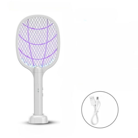 Articole pentru Gradina si Bricolaj - Lampa Electrica Impotriva Tantarilor, Flippy, 42.5 x 18 x 7.5 cm, Reincarcabila cu Cablu USB Inclus, Plasa din Aluminum, Alb