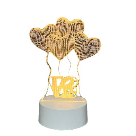 Diverse Casa - Lampa LED decorativa, Flippy, 3D, Baloane Love, din material acril si lumina multicolora, alb