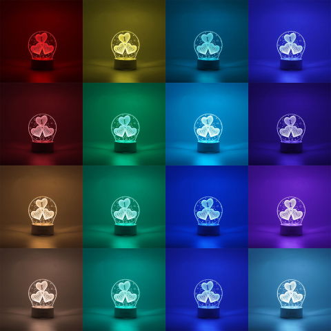 Import - Lampa LED decorativa, Flippy, 3D, cu text "I love you", doua moduri de alimentare USB si baterii, 20 cm inaltime, din material acril si lumina multicolora, alb