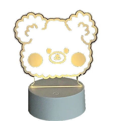Diverse Casa - Lampa LED decorativa, Flippy, 3D, Ursulet, din material acril si lumina multicolora, alb