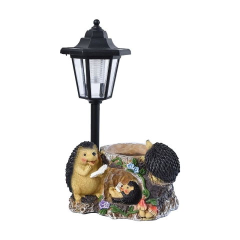 Articole pentru Gradina si Bricolaj - Lampa Solara Decorativa pentru Gradina, Flippy, Decoratiune pentru Gradina cu Lumini LED, Dimensiuni aprox 33 x 22 x 15.5 cm, Incarcare solara, Model 3 Arici, Negru