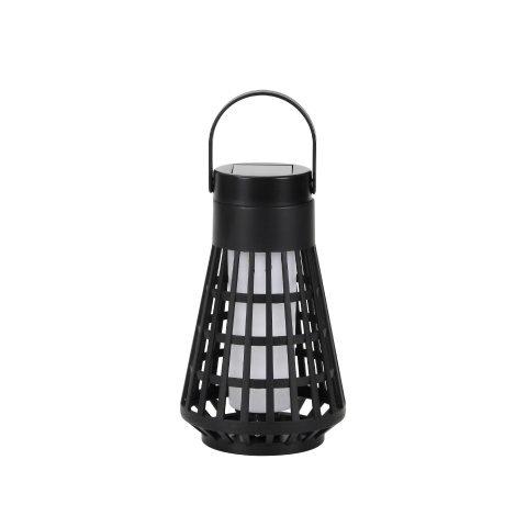 TeoMarket - Lampa Solara pentru Gradina, Flippy, Reincarcabila de la Soare, Model Felinar, Portabila cu Picior, Lumina Calda, 12 cm, Negru