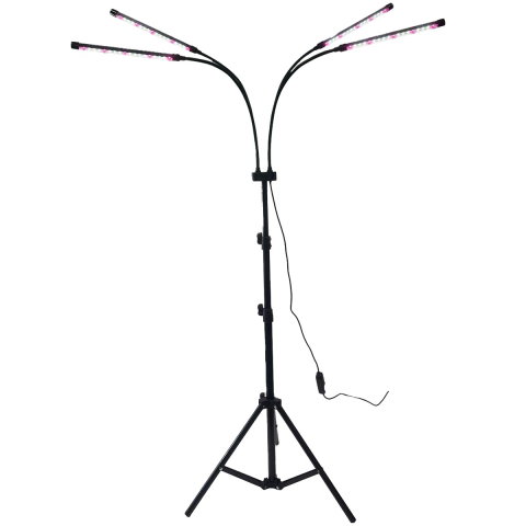 Import - Lampa UV pentru cresterea plantelor, Flippy, 4 capete, putere 30W, 108 LED-uri Lampa cu lumina Ultra-Violet, Lampa cu Picior Ajustabil pana la 2 m, Lumina UV Alb Rece