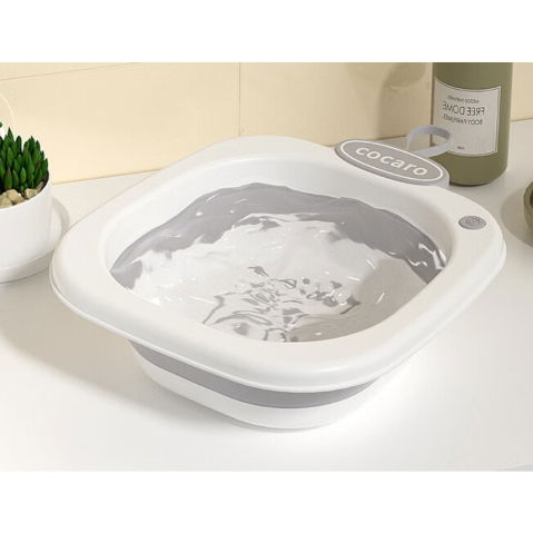 Articole pentru baie - Lavoar Pliabil, Flippy, pentru Copii 1-8 Ani, 28.5x28.5x10 cm, din PE+PP, 3.5l, Model Fata, Gri