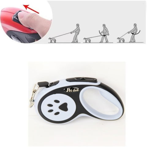 Import - Lesa Automata Retractabila, Flippy, pentru Caini, 3m, 20 kg, ABS, Negru/Bleu, 8x12x4 cm