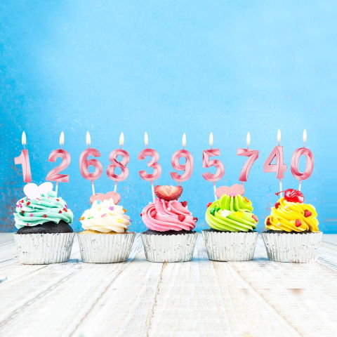 TeoMarket - Lumanare Cifra 4, Flippy, Model Diamond, 5 x 3.4 cm, Roz