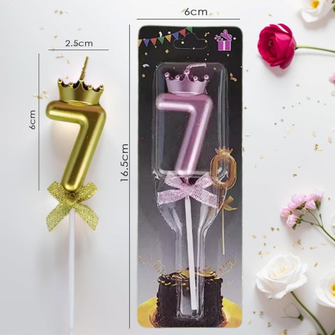 Import - Lumanare Cifra 7, Flippy, Model Coroana cu Fundita, Pentru Tort, 6 x 2.5 cm Mov