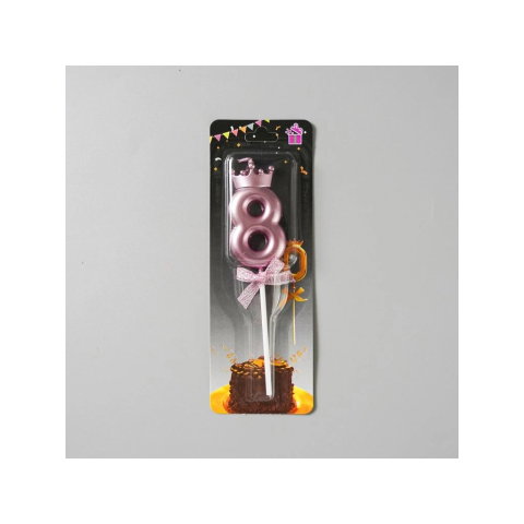 Import - Lumanare Cifra 8, Flippy, Model Coroana cu Fundita, Pentru Tort, 6 x 2.5 cm Mov