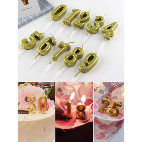 10 - 25 LEI - Lumanare de Tort, Flippy, Model Cifra 9, Party, 4.5 x 2.5 cm, din Parafina, Auriu