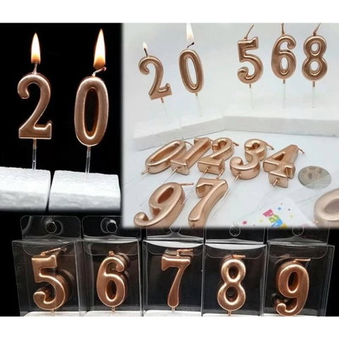 10 - 25 LEI - Lumanare de Tort, Flippy, Model Cifra 9, Party, 4.5 x 2.5 cm, din Parafina, Rose Gold
