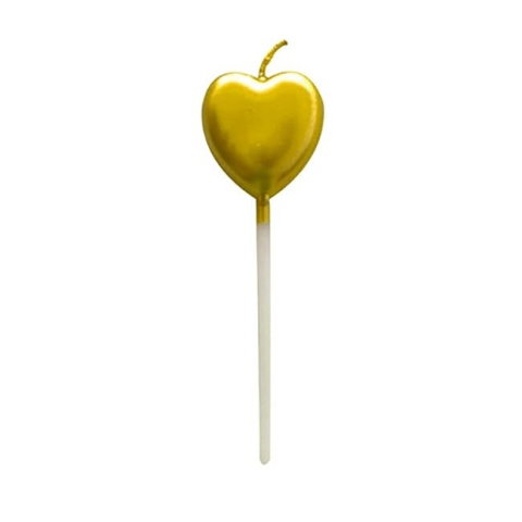 Import - Lumanare de Tort, Flippy, Model Inima, Party, 8.5 x 3 cm, Auriu