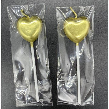 Import - Lumanare de Tort, Flippy, Model Inima, Party, 8.5 x 3 cm, Auriu