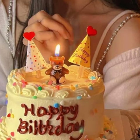 Best deals - Lumanare de Tort, Flippy, Model Ursulet, Party, 8 x 3.2 cm, Maro