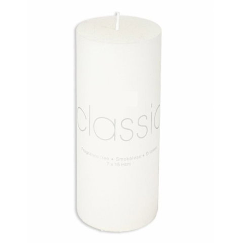 TeoMarket - Lumanare Decorativa, Flippy, din Parafina, Cilindrica, Fara Fum si Fara Parfum, 7 x 15 cm, 500 g, Ardere 72h, Ivory Alb