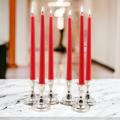 10 - 25 LEI - Lumanare Decorativa, Flippy, pentru Masa, 25 cm, din Parafina, fara Fum, Ardere 7.5h, Rosu