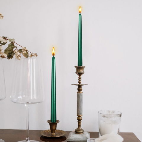 10 - 25 LEI - Lumanare Decorativa, Flippy, pentru Masa, 25 cm, din Parafina, fara Fum, Ardere 7.5h, Verde