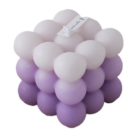 TeoMarket - Lumanare Parfumata, Flippy, din Ceara De Soia, Model Cub, Gradient in 3 Culori Pale, 6x6x6 cm, Aroma de Lavanda, Mov