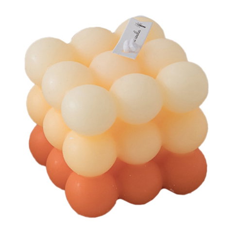 TeoMarket - Lumanare Parfumata, Flippy, din Ceara De Soia, Model Cub, Gradient in 3 Culori Pale, 6x6x6 cm, Aroma de Portocale, Orange