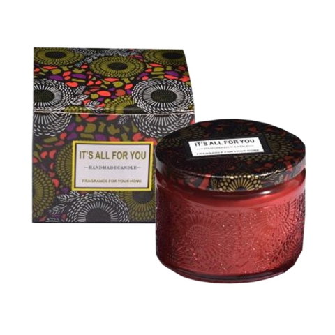 TeoMarket - Lumanare Parfumata, Flippy, Model Borcan, Rosu, Aroma de Frezie de pere