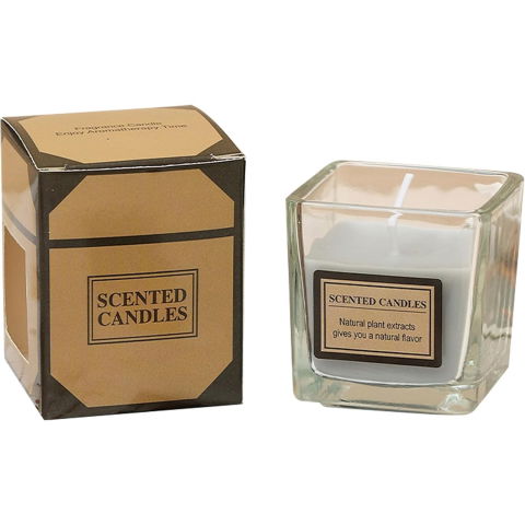 10 - 25 LEI - Lumanare Parfumata, Flippy, Model Pahar Transparent, cu Ulei Esential, 4.8 x 5.4 x 5.5 cm, Aroma de Chihlimbar, Gri