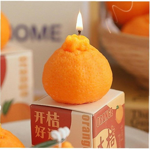 TeoMarket - Lumanare Parfumata, Flippy, Model Portocala Mica, Ardere 10h, 140 g, 7 x 7 cm, Parfum de Portocala, Portocaliu