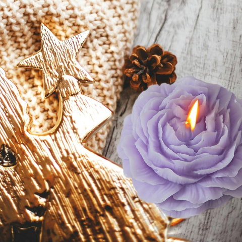 TeoMarket - Lumanare Parfumata, Flippy, Model Trandafir, Ardere 10h, 70 g, 7.5 x 3.5 cm, Parfum de Lavanda, Mov